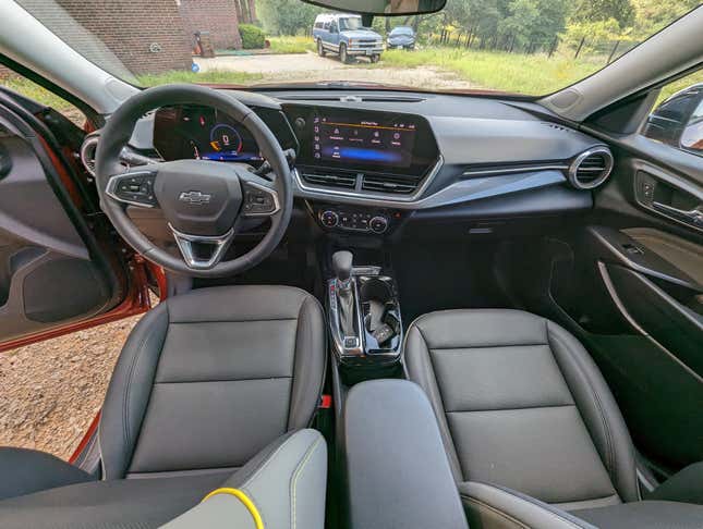 The front seats of the 2024 Chevy Trax, as seen from the rear seats