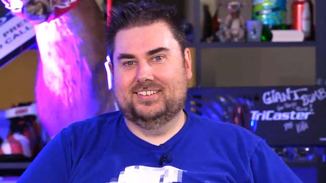 Jeff Gerstmann wearing a blue shirt and smiling. 