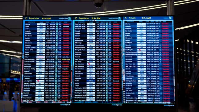 Image for article titled Travelers React To Nationwide Flight Cancellations