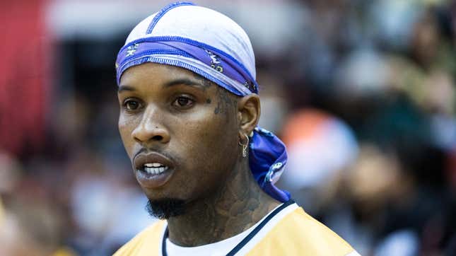 Tory Lanez attends the 2022 Parlor Games Celebrity Basketball Classic at the Cox Pavilion on April 30, 2022 in Las Vegas, Nevada.
