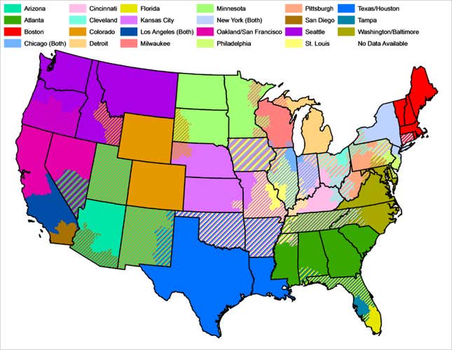 MLB Blackout Areas