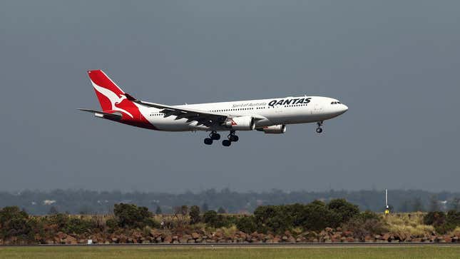 A Qantas Airbus A330 landing safely.