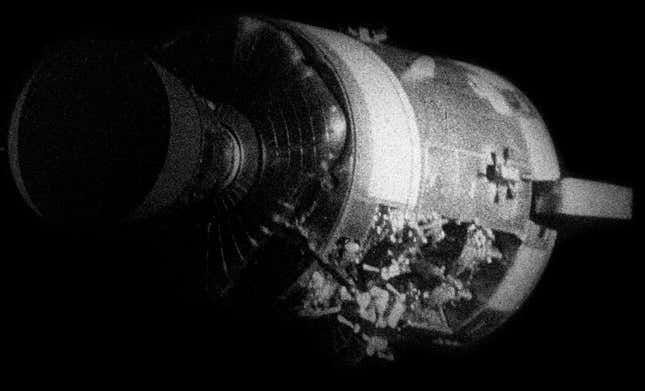 A view of the damaged Apollo 13 service module. 