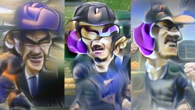 A collage of abstract Waluigi images.