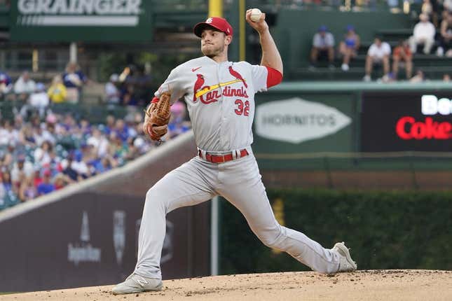 Jul 20, 2023; Chicago, Illinois, USA; St. Louis Cardinals starting pitcher Steven Matz (32) throws the ball against the Chicago Cubs during the first inning at Wrigley Field.