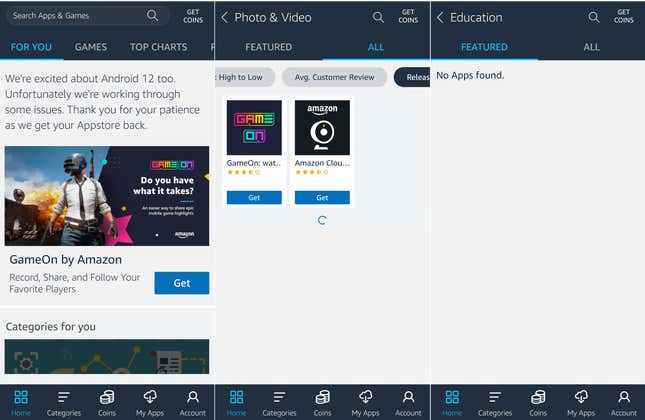 Amazon's Appstore Doesn't Work On Android 12