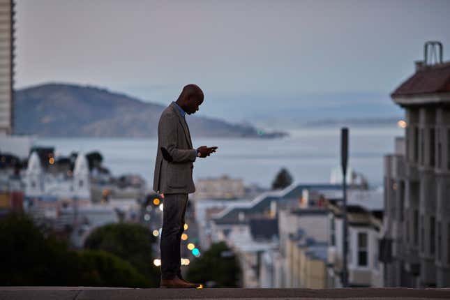 Black man on phone California 