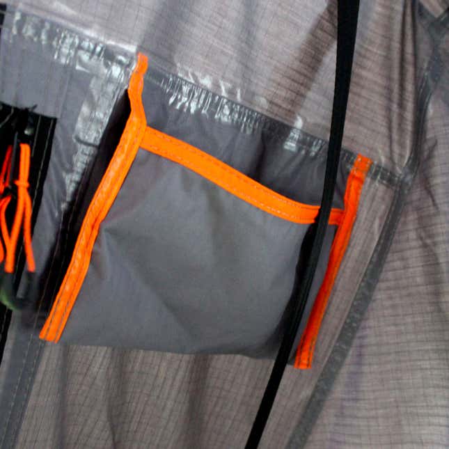 A photo of a small pocket inside the Roofnest tent.