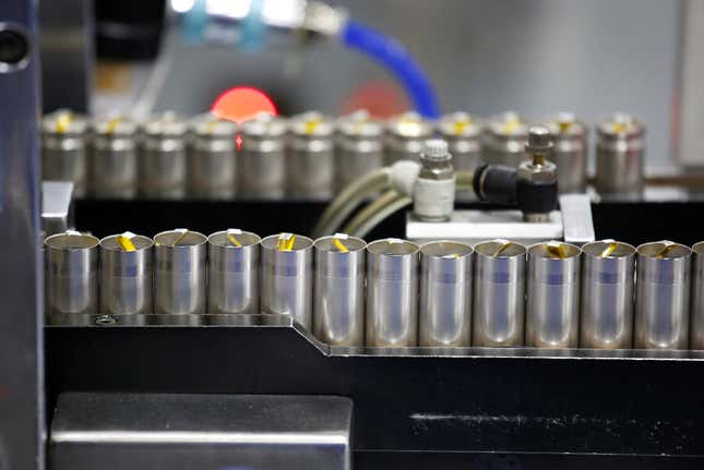 Batteries for EVS are manufactured at a factory in China