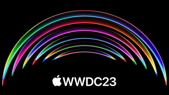 A photo of the WWDC 2023 logo 
