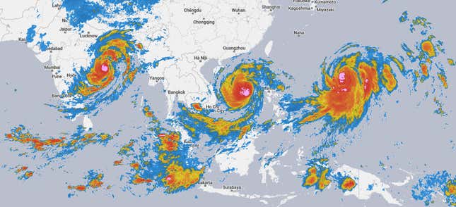 Satellite images: Three powerful storms—Phailin, Nari, and Wipha—menace ...