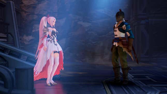 Shionne stands next to Iron Mask in a dungeon in Tales of Arise