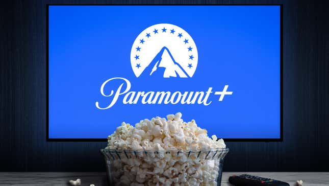 Stock image of TV showing Paramount+ logo