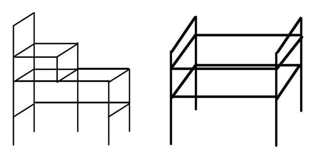 My complicated plan on the left; a simpler version for you to use on the right.