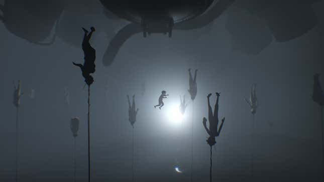 Bodies dangle upward in Inside's surreal underwater scene.