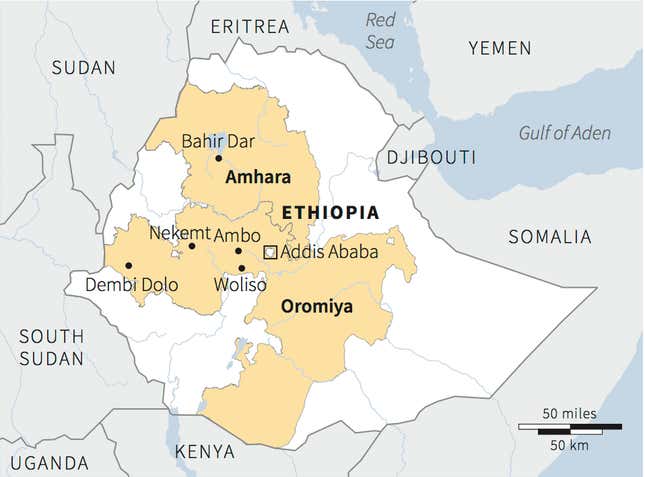 Protests started over plans to expand the capital, Addis Ababa.