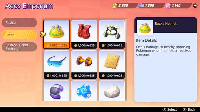 A list of items you can buy for Pokémon in Pokémon Unite.