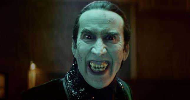 Nicholas Cage as Dracula in Renfield. 