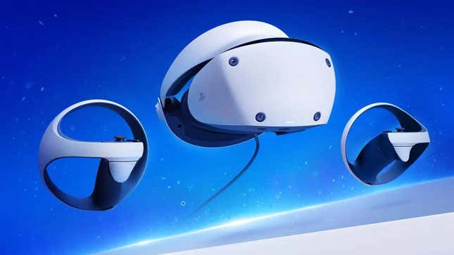 Sony's PSVR 2 headset floats in outer space. 