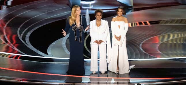 Hosts Amy Schumer, Wanda Sykes, and Regina Hall during the live ABC telecast of the 94th Oscars® at the Dolby Theatre at Ovation Hollywood in Los Angeles, CA, on Sunday, March 27, 2022.