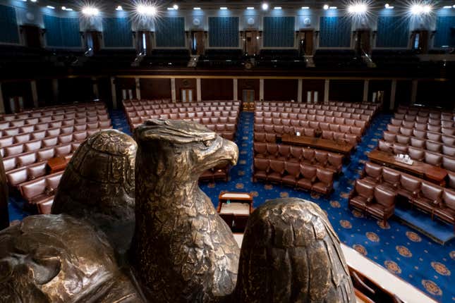 The chamber of the House of Representatives is seen at the Capitol in Washington, Feb. 28, 2022.