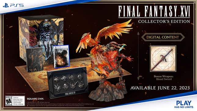 An image shows what items are included with a pre-order of Final Fantasy XVI's collector's edition.