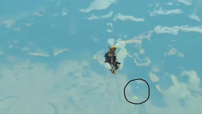 Mira justo debajo de los pies de Link y verás la flecha imposible, ubicada en el palco de Gerudo Town