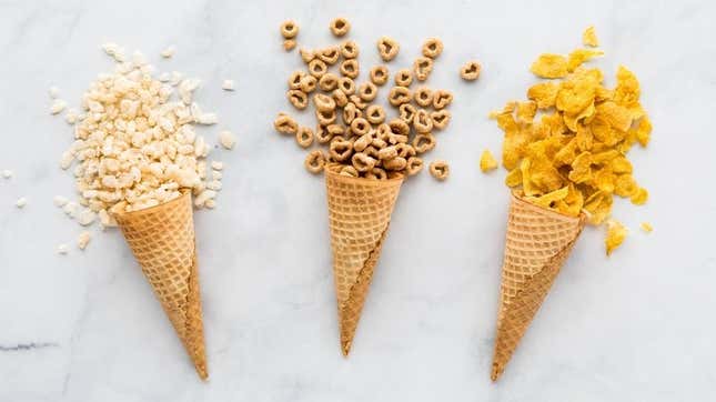 ice cream cones filled with savory snacks