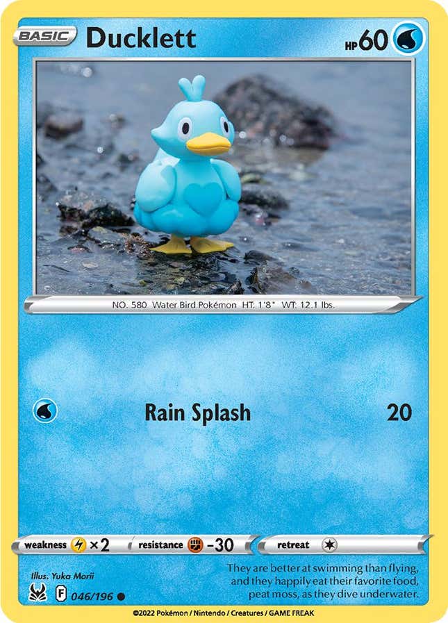 A Ducklett Pokemon card.