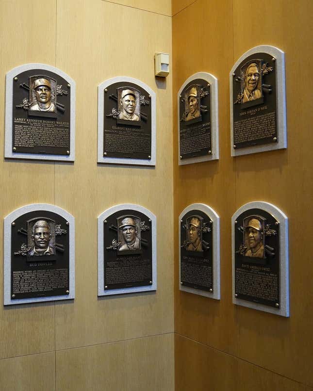 July 24, 2022;  Cooperstown, New York, USA;  Hall of Famers Bud Fowler, Buck O Neil, Gil Hodges, Minnie Minoso, Tony Oliva, Jim Kaat and David Fritz's Hall of Fame Signs are permanently affixed inside the National Baseball Hall of Fame following the Ball Hall of Fame Induction baseball at the Clark Sports Center.