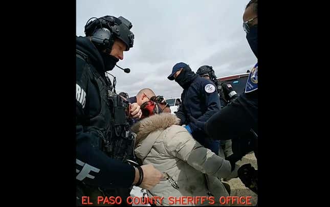 Nicole Mallery being detained by El Paso County sheriff’s deputies.