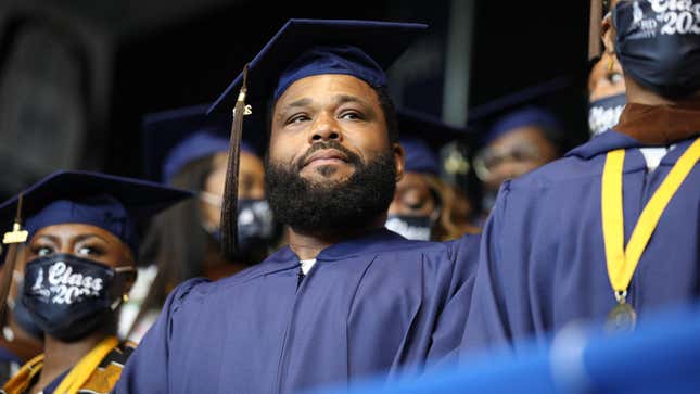 Anthony Anderson graduates with Howard University 2022 Commencement at Howard University on May 07, 2022 in Washington, DC.