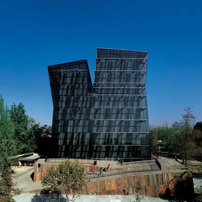 Siamese Towers, 2005, San Joaquín Campus, Universidad Católica de Chile, Santiago, Chile, University classrooms and offices