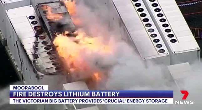 Image for article titled A Tesla Megapack Caught Fire At A Giant Battery Site In Australia