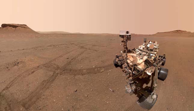 Perseverance with its ninth sample tube (just to the left of the rover, on the ground.)