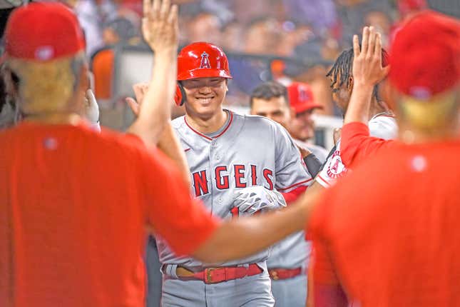 Shohei Ohtani hit his 40th homer and pitched eight strang innings on Wednesday night.