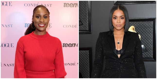 Issa Rae, (L) attends the 2019 Teen Vogue Summit on Nov. 02, 2019 ; Lauren London attends the 62nd Annual GRAMMY Awards on Jan. 26, 2020.