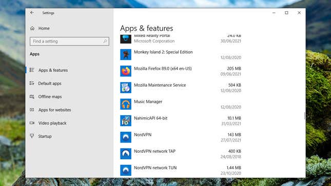 Check the apps you’ve got installed on Windows 10.