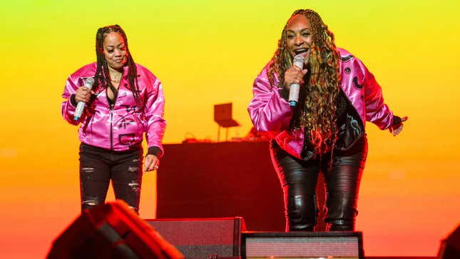 Dania Burke (L) and Juana Burns of JJ Fad perform on day two of the 2023 ESSENCE Festival Of Culture™ at Caesars Superdome on June 30, 2023 in New Orleans, Louisiana.