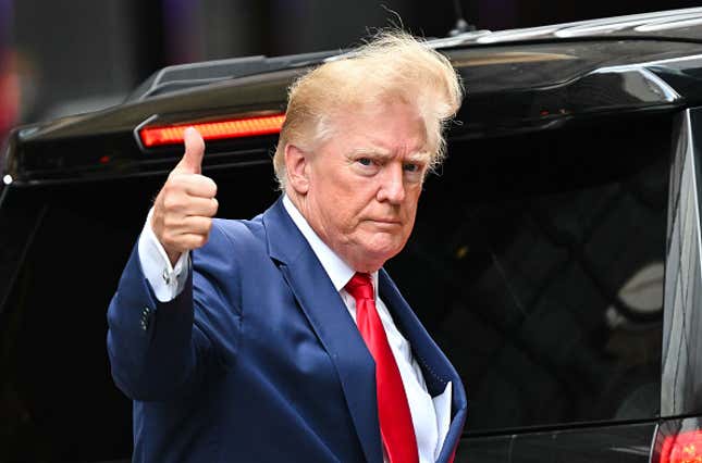 NEW YORK, NEW YORK - AUGUST 10: Former U.S. President Donald Trump leaves Trump Tower to meet with New York Attorney General Letitia James for a civil investigation on August 10, 2022 in New York City. 
