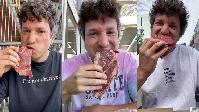 Imagen para el artículo titulado Este hombre lleva 80 días comiendo carne cruda para ver si sobrevive