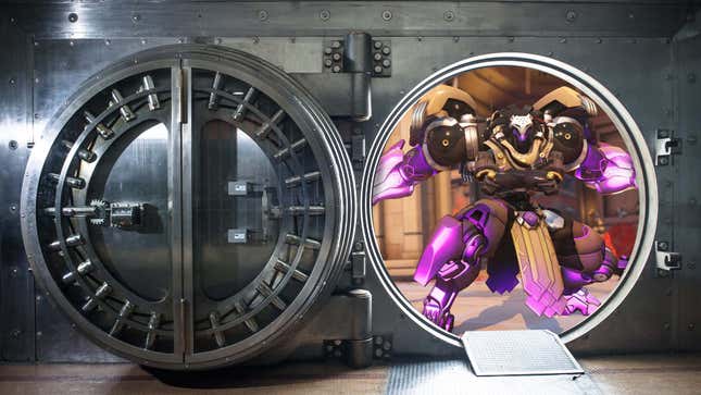 A large bank vault door opens to reveal the new Overwatch 2 tank. 