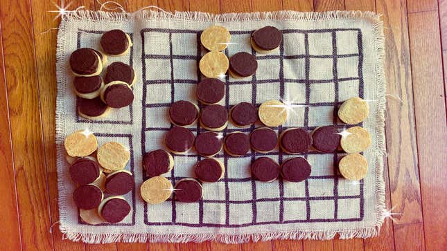 Cookies as game pieces on game board