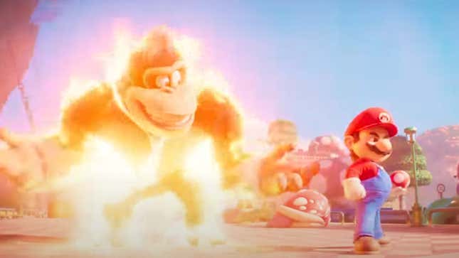 Donkey Kong and Mario in the Super Mario Bros. Movie