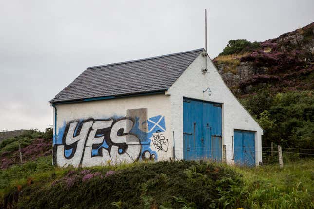 Pro-independence graffiti from the 2014 Scottish referendum. The majority ended up voting “No.”