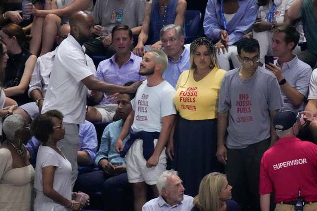 Protestors disrupted the US Open semifinals Thursday night.