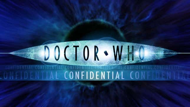 The original title logo for Doctor Who Confidential when it launched in 2005.