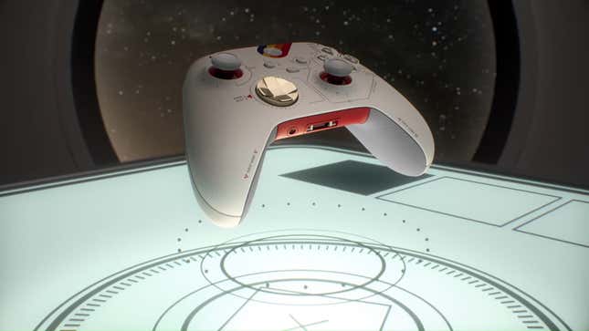 A view of the Starfield controller on a command console aboard a ship. 
