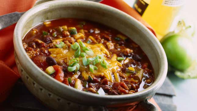 Chile con carne is one of the defining dishes of TexMex cuisine.