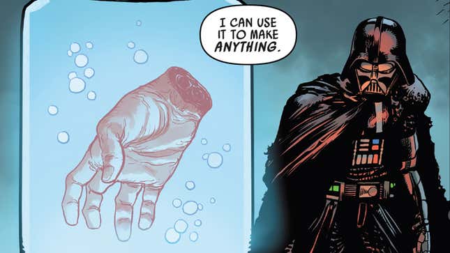 Darth Vader looks at the severed hand of his son Luke Skywalker in Marvel's Darth Vader #11.